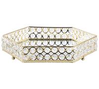 Decorativo vassoio a specchio esagonale vetro metallo oro