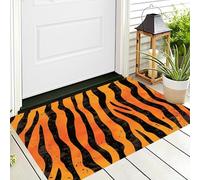 Decorativo Zerbino Arancione Nero Strisce Di Tigre 70X100Cm Morbido Antiscivolo Lavabile Camera Da Letto,Texture Animali Per Interni Soggiorno E Bagno Scarpe Patio Giardino Veranda Porta