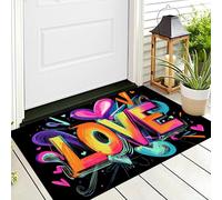 Decorativo Zerbino Colore Testo Luminoso 50X80Cm Morbido Antiscivolo Lavabile Camera Da Letto,Arte Astratta Per Interni Soggiorno E Bagno Scarpe Patio Giardino Veranda Porta