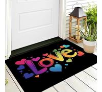 Decorativo Zerbino Colori Dell'Arcobaleno Parole D'Amore 60X90Cm Morbido Antiscivolo Lavabile Camera Da Letto,Arte Romantica Per Interni Soggiorno E Bagno Scarpe Patio Giardino Veranda Porta