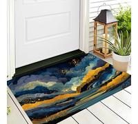 Decorativo Zerbino Oro Blu Fiume Nebula 40X60Cm Morbido Antiscivolo Lavabile Camera Da Letto,Paesaggio Fantastico Per Interni Soggiorno E Bagno Scarpe Patio Giardino Veranda Porta