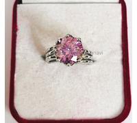 Decorato 5.00 KT Rosa Trattato Anello Diamante Ottimi Luster Certificato