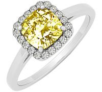 Decorato Giallo GIA 2.30 Carato Cuscino Cut Diamond Engagement Anello 18k Bianca
