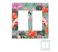 Decorator Piastra da parete 2 Gang Copertura interruttore della luce Duplex Presa Coperture Flamingo Love Flowers Piastre da parete per prese elettriche Copertura spina Dimensioni standard Doppio