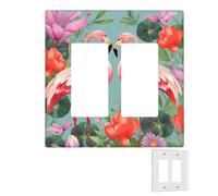 Decorator Piastra da parete 2 Gang Copertura interruttore della luce Duplex Presa Coperture Flamingo Love Flowers Piastre da parete per prese elettriche Copertura spina Dimensioni standard Doppio