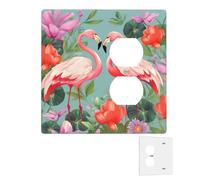 Decorator Piastra da parete 2 Gang Copertura interruttore della luce Duplex Presa Coperture Flamingo Love Flowers Piastre da parete per prese elettriche Copertura spina Dimensioni standard Doppio