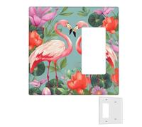 Decorator Piastra da parete 2 Gang Copertura interruttore della luce Duplex Presa Coperture Flamingo Love Flowers Piastre da parete per prese elettriche Copertura spina Dimensioni standard Doppio