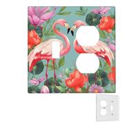 Decorator Piastra da parete 2 Gang Copertura interruttore della luce Duplex Presa Coperture Flamingo Love Flowers Piastre da parete per prese elettriche Copertura spina Dimensioni standard Doppio
