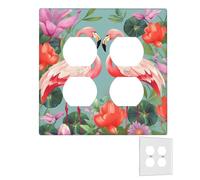 Decorator Piastra da parete 2 Gang Copertura interruttore della luce Duplex Presa Coperture Flamingo Love Flowers Piastre da parete per prese elettriche Copertura spina Dimensioni standard Doppio