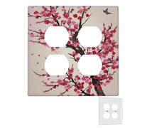 Decorator Piastra da parete 2 Gang Copertura interruttore della luce Duplex Presa Coperture Piastre da parete in fiore Ciliegio per prese elettriche Copertura spina Dimensioni standard Doppio
