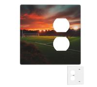 Decoratore Piastra a Parete 2 Gang Copertura Interruttore Della Luce Duplex Presa Coperture Tramonto Bellissimo Campo da Calcio Piastre Da Parete per Prese Elettriche Copertura Spina Dimensioni