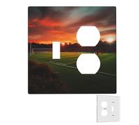 Decoratore Piastra a Parete 2 Gang Copertura Interruttore Della Luce Duplex Presa Coperture Tramonto Bellissimo Campo da Calcio Piastre Da Parete per Prese Elettriche Copertura Spina Dimensioni