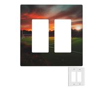 Decoratore Piastra a Parete 2 Gang Copertura Interruttore Della Luce Duplex Presa Coperture Tramonto Bellissimo Campo da Calcio Piastre Da Parete per Prese Elettriche Copertura Spina Doppia Bilanciera