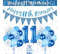 Decorazione 11 Anni Compleanno Ragazzi, Blu Palloncini 11 Anni, Decorazioni per Feste per Ragazzi, Grande Striscione Buon Compleanno, Palloncini Numero 11, Banner Compleanno Festa