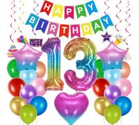 Decorazione 13 anni compleanno ragazza, Palloncini 13 anni compleanno viola, 13 Anni Palloncini Compleanno ragazza multicolore, Festa 13 anni ragazza, Palloncino colorato 13 anni compleanno