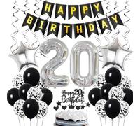 Decorazione 20° compleanno, Decorazione compleanno 20 anni uomo, Deco 20° compleanno uomo, Deco 20 palloncini neri e argento, Deco 20° compleanno uomo, Deco 20° compleanno uomo donna