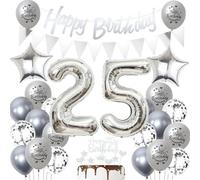 Decorazione 25 Anni Compleanno Argento - Palloncini per Festa Donna e Uomo