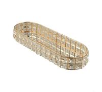 Decorazione 3D a forma di pera con strass scintillanti, centrotavola in metallo dorato, decorazione da tavolo per matrimoni, casa, mensole, scenografia, elegante (piatto)