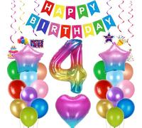 Decorazione 4 anni compleanno ragazza, Palloncini 4 anni compleanno viola, 4 Anni Palloncini Compleanno ragazza multicolore, Festa 4 anni ragazza, Palloncino colorato 4 anni compleanno