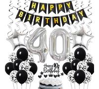 Decorazione 40° compleanno, Decorazione compleanno 40 anni uomo, Deco 40° compleanno uomo, Deco 40 palloncini neri e argento, Deco 40° compleanno uomo, Deco 40° compleanno uomo donna