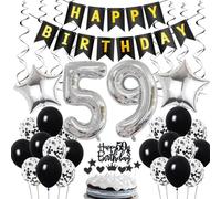 Decorazione 59° compleanno, Decorazione compleanno 59 anni uomo, Deco 59° compleanno uomo, Deco 59 palloncini neri e argento, Deco 59° compleanno uomo, Deco 59° compleanno uomo donna