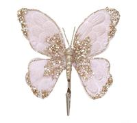Decorazione a farfalla in flanella con paillettes glitterate multicolore per alberi di Natale e decorazioni natalizie, progettata per essere appesa leggera (rosa poco profondo)