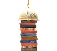 Decorazione a forma di cuore in acrilico, a forma di libro della biblioteca, decorazione per albero di Natale, regalo per gli amanti