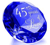Decorazione a forma di diamante zaffiro, in cristallo K9, idea regalo per lui e lei 45 anni matrimonio, romantica moglie, con scritta “45 years of love”, coppie