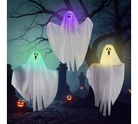 Decorazione a forma di fantasma di Halloween, 3 pezzi, decorazione per Halloween, per esterni, spirito luminoso, spaventoso, per interni, esterni, terrazze, giardino
