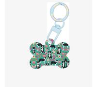 Decorazione a forma di osso di cane in acrilico con stampa floreale Border Collie, piastrine per cani personalizzate per animali domestici, portachiavi a forma di osso