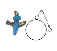 Decorazione a forma di pappagallo da appendere, in resina, ornamento decorativo, squisita scultura a forma di pappagallo realizzata a mano per giardino, patio, veranda, interni ed (Giallo blu)