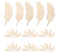 Decorazione a Forma di Piuma in Legno 50 Pezzi | Targhette Appese Grezze, Intagli Intricati, Beige, per Casa e Progetti Fai