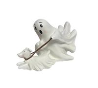 Decorazione a forma di statua di cane fantasma che cammina, simpatica statuetta in resina di cane fantasma spettrale di Halloween, per la decorazione di sculture da giardino all'aperto.