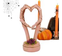 Decorazione a forma di teschio di Halloween, con mano e cuore, ornamento d'amore, statua di gesto della mano, squisita e versatile, scultura da scrivania per matrimoni, uffici, soggiorno, cucina