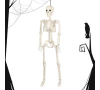 Decorazione a scheletro completo di Halloween, scultura di scheletro a corpo intero, 2,95 m, ornamento con ossa con giunti snodabili, per interni ed esterni, cortile, giardino, prato, portico