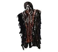 Decorazione a scheletro da appendere per Halloween, fantasma volante urlante con cappello e parrucche, occhi luminosi, spaventoso, controllo del suono, decorazioni fantasma da appendere per casa