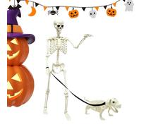 Decorazione a scheletro, statuetta di teschio di Halloween, decorazione scheletro posabile con cane, decorazione spaventosa per casa infestata in ABS, decorazione per giardino porta d'ingresso, feste