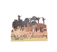 Decorazione a strati in legno di Easter Story, assemblaggio indipendente per la decorazione della casa, consente di allestire rapidamente e facilmente le decorazioni pasquali, (Brown, 25x19x2CM)