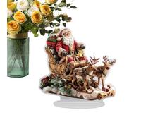 Decorazione Acrilica da Tavolo - Targhetta Acrilica 2D Con Slitta Di Babbo Natale Per Natale | Figura Da Tavolo Con Base Di Supporto Per Decorazione Invernale | per Adolescenti Adulti Amici Bambini Fa