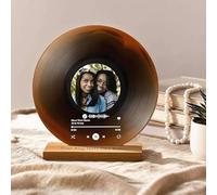 Decorazione Acrilica Personalizzata con Foto e Canzone - Disco Vinile da Tavolo con Base in Legno - Regalo Creativo per Coppia per Celebrazioni Speciali e Date Importanti