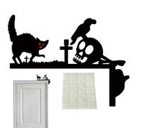 Decorazione ad angolo della porta, decorazione della porta di Halloween | Decorazione della cornice della porta nera in legno di Halloween,Decorazione decorativa riutilizzabile per Halloween, Design