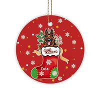 Decorazione Addobbi Albero Cute Dogue De Bordeaux Dog In Red Stocking Snowflake Rotonde Ornamenti Natalizi Con Cordino Ciondolo Albero Di Natale In Ceramica Per Coppie Amici Feste