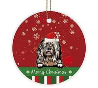 Decorazione Addobbi Albero Old English Sheepdog Dog In Santa Hat Snowflake Rotonde Ornamenti Natalizi In Porcellana Artistico Albero Di Natale Pendente Per Decorazioni Vacanze Amici