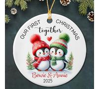 Decorazione Addobbi Albero Our First Together 1St As Mr And Mrs Penguin Rotonde Ornamenti Natalizi In Porcellana Addobbo Per Albero Di Natale Per Amici Feste Coppie