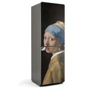 Decorazione Adesiva per Frigorifero 60x180 cm Impermeabile Coprire Contro i Graffi Decorativo Autoadesivo Resistenti all'Acqua Facile Applicazione - Ritratto di una ragazza con una perla