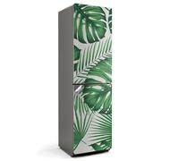 Decorazione Adesiva per Frigorifero 60x205 cm Impermeabile Autoadesivo Facile Applicazione Resistenti all'Acqua Decorativo Coprire Contro i Graffi - Composizione di foglie tropicali