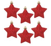 Decorazione Albero Di Natale 6 Pezzi 80mm Stelle Bobble Rosse Appendi