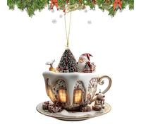 Decorazione Albero di Natale | Decorazioni Albero di Natale - Ciondolo in Acrilico 2D Forma Caffè Casetta Neve per Auto Interno Camera da Letto Uomo Donna Ufficio Zaino Libreria