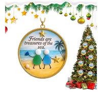 Decorazione 'albero di Natale - Ornamento di amicizia a tema in spiaggia | 2D ciondolo acrilico per il display per le vacanze | Decorazione sospesa stagionale per la casa in famiglia invernale