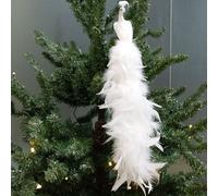 Decorazione Albero di Natale Piumata Bianca con Ornamento Pavone Realistico
